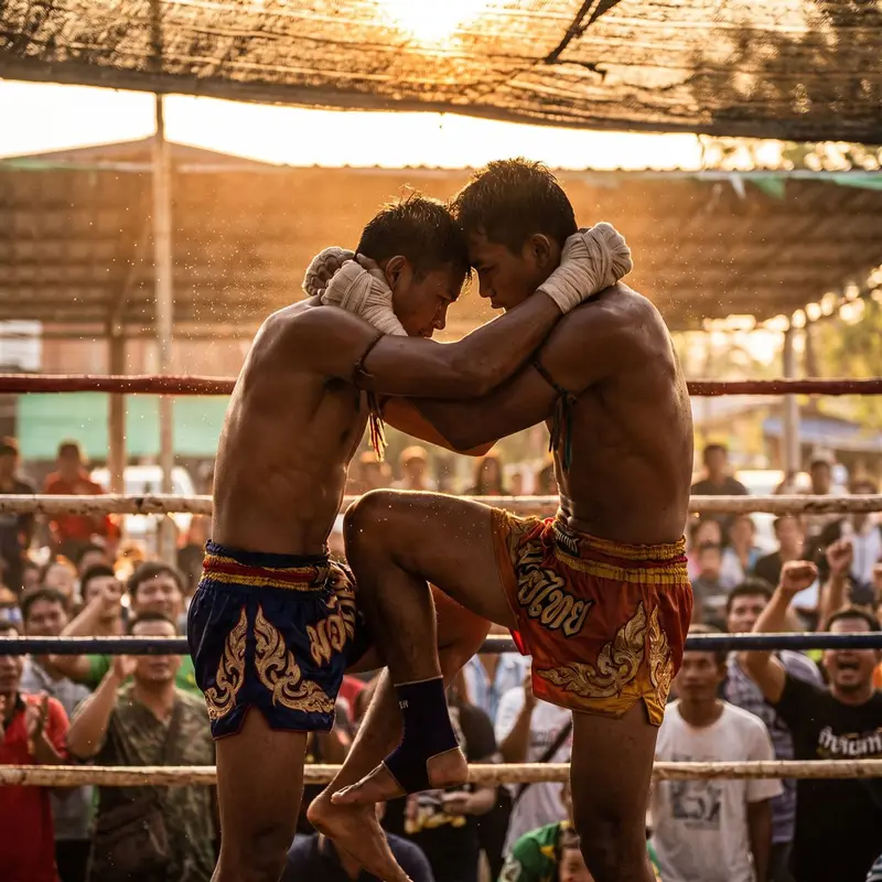 Muay Thai fighters in the clinch
