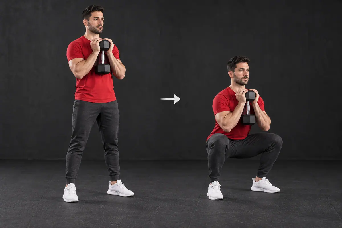 Goblet squat illustration from the app
